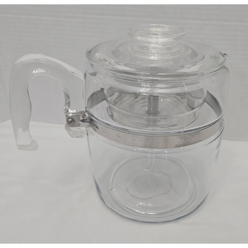 Vtg Pyrex 9 Cup Percolator Coffee Pot #7759 B Flameware Complete Set - Pristine